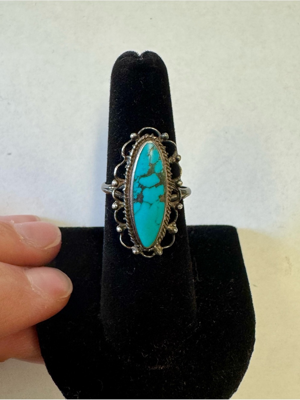 Turquoise Marquise Stone Sterling-Style Statement Ring - Turquoise